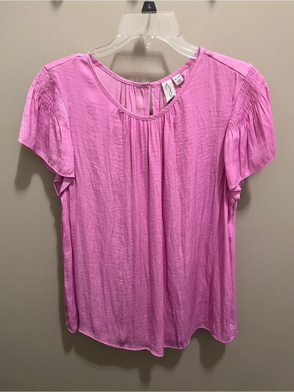 Joie Pink Short-Sleeve Gathered Shoulder Blouse